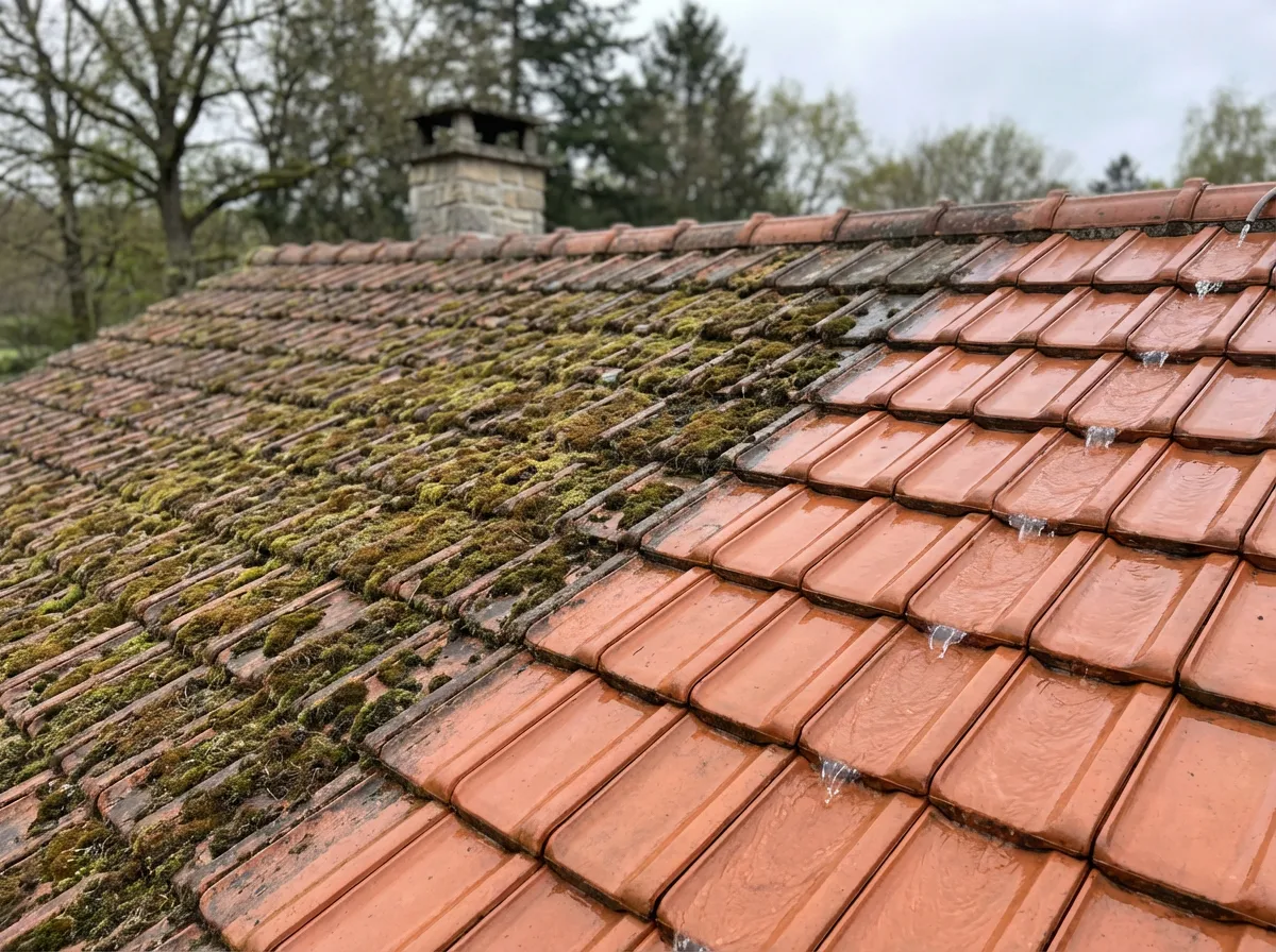 Démoussage d’une toiture réalisé près de Lyon